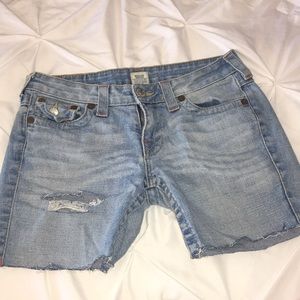 light washed denim shorts